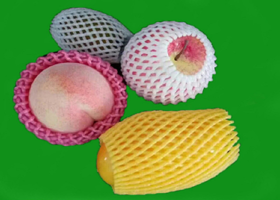 Food Grade PE Epe Foam Fruit Net Yellow Color 3 - 15cm Width