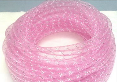 Clear Pink Cable Mesh Sleeve , Protective Mesh Sleeving PET Material