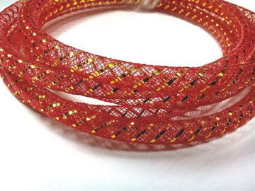 Red Round Woven Expandable Braided Sleeving 230°C+5 Melting Point