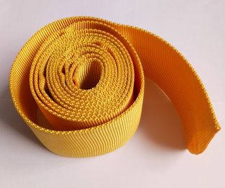 Polyester Nylon Webbing , Red Yellow Woven Webbing For Protective Rubber Hose