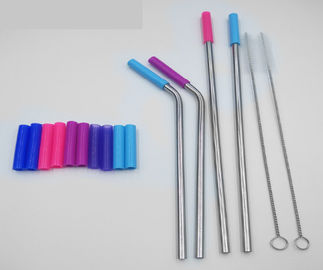 Tooth Protection Flexible Silicone Tubing Food Grade Stainless Steel Straw Head Silicone Sleeve