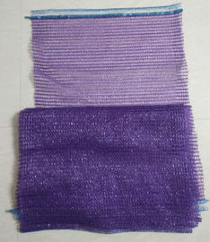 Purple Raschel Plastic Mesh Netting Bags Drawstring For Vegetables / Fruits