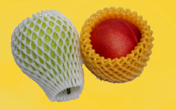 Food Grade PE Epe Foam Fruit Net Yellow Color 3 - 15cm Width