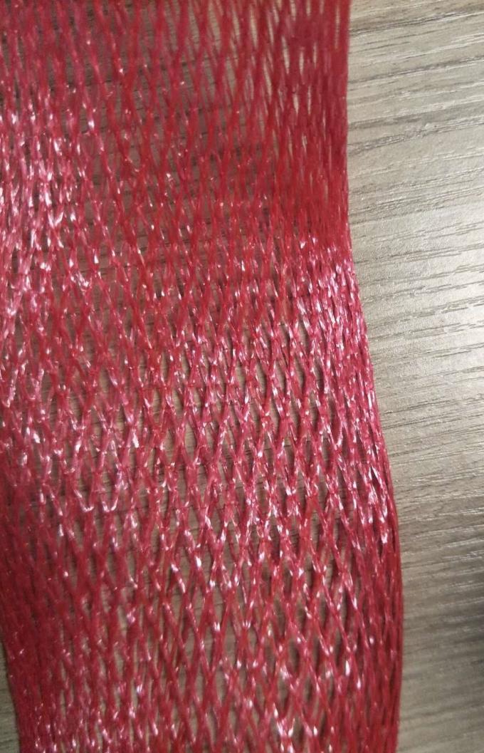 Tubular Knitted Polyester Drawstring Bag , Sleeve Mesh Vegetable